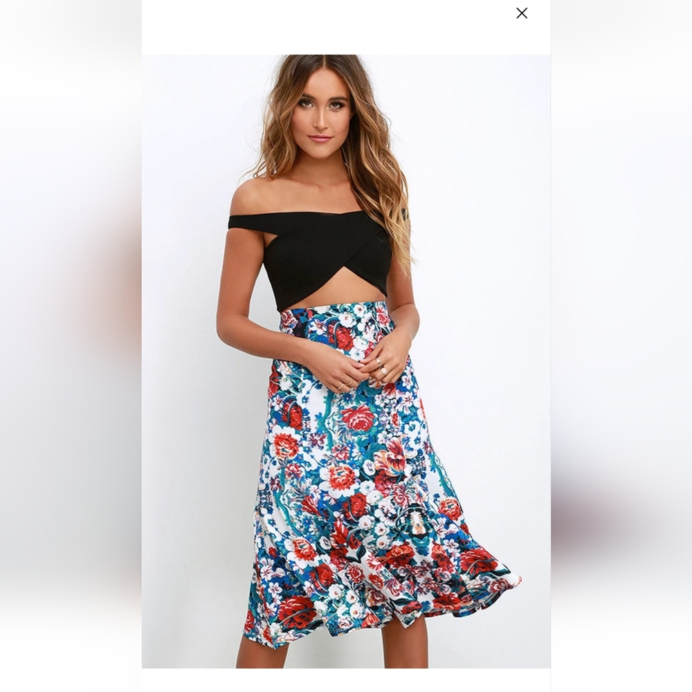 NBD Whisper Black Floral Print Off-the-Shoulder Dress size xs